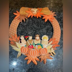 Vintage Festive Thanksgiving Wreath Orange Fall